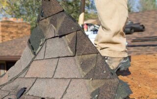 Re-roofing in progress